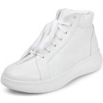 Weiße Vitaform Plateauabsatz High Top Sneaker & Sneaker Boots mit Reißverschluss aus Leder leicht für Damen Größe 41 mit Absatzhöhe bis 3cm 
