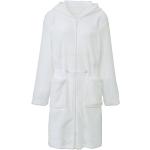 Weiße Sportliche CelinaTex Maxi Bademäntel mit Kapuze mit Reißverschluss aus Polyester maschinenwaschbar für Damen Größe S 