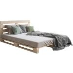 Hellbraune Betten mit Matratze aus Massivholz 160x200 mit Härtegrad 3 