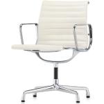 Vitra Besucherstuhl Alu-Chair Leder Premium F weiß, Designer Charles & Ray Eames, 83x57.5x59 cm