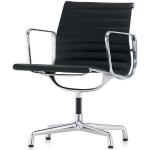Vitra Besucherstuhl Alu-Chair Leder schwarz, Designer Charles & Ray Eames, 83x57.5x59 cm