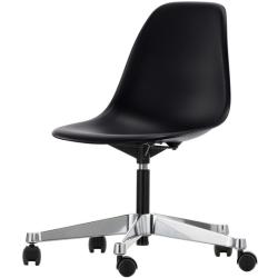 Vitra Drehstuhl Eames Plastic Side Chair PSCC Sitzschale tiefschwarz grau, Designer Charles & Ray Eames, 76-88.5x46.5x55 cm