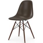 Vitra - Eames Fiberglass Side Chair DSW, Gestell Ahorn dunkel, 05Filzgleiter Hartboden - grau, Holz,Kunststoff - 46x83x55 cm - Elephant Hide Grey - 04 Eames Elephant Hide Grey (816)