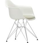 Offwhitefarbene Moderne Vitra Eames Armlehnstühle aus Textil gepolstert Breite 50-100cm, Höhe 50-100cm, Tiefe 50-100cm 