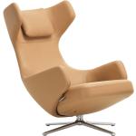 Vitra Grand Repos Sessel, Farbe: Leder Premium ocker, Sitzhöhe: 45 cm, Gleiter/Rollen: Kunststoffgleiter