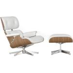 Vitra Lounge Chair XL und Ottoman Gestell Alu poliert weiß, Designer Charles & Ray Eames, 89/42x84/63x85-92/56 cm