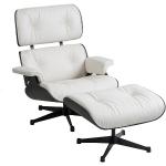 Vitra Lounge Chair XL und Ottoman Gestell Alu schwarz, Designer Charles & Ray Eames, 89/42x84/63x85-92/56 cm