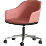 Vitra Softshell Chair Fünfstern-Untergestell, Farbe: Plano poppy red/champagner, Gestell: Aluminium, Gleiter/Rollen: Rollen für Teppichböden
