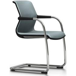 Vitra - Unix Chair Freischwinger - blau, Metall,Stoff - 55x84x56 cm - Diamond Mesh 79 eisgrau (525)