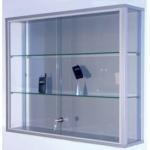 Silberne Links Ausstellungsvitrinen aus Glas abschließbar Breite 100-150cm, Höhe 100-150cm, Tiefe 0-50cm 