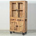 Braune Industrial Möbel Exclusive Holzvitrinen lackiert aus Massivholz mit Schublade Breite 50-100cm, Höhe 150-200cm, Tiefe 0-50cm 