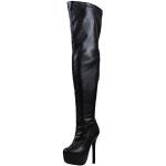 Schwarze Blockabsatz High-Heel Stiefel atmungsaktiv für Damen Größe 37 