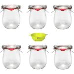 Viva Haushaltswaren - 6 x kleines Weckglas/Einmachglas 220 ml mit Deckel in in Tulpenform, leeres Rundrandglas zum Einkochen - als Vorspeisenglas, Dessertglas (inkl. Klammern, Ringen & Trichter)