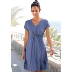 Marineblaue Vivance V-Ausschnitt Jerseykleider aus Jersey für Damen Größe XS 