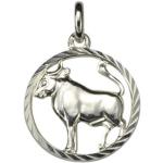 Weiße Stier-Anhänger mit Sternzeichen-Motiv aus Silber für Damen 