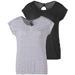 Fliederfarbene Vivance T-Shirts mit Cutwork aus Jersey für Damen Größe XS 2-teilig 