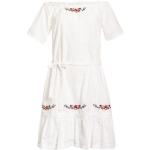Weiße Unifarbene Boho Kurzärmelige Vive Maria Midi Midikleider & knielange Kleider aus Baumwolle für Damen Größe XXL 
