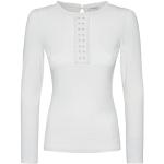 Offwhitefarbene Langärmelige Vive Maria T-Shirts mit Rüschen enganliegend für Damen Größe M 