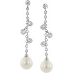 Silberne Ohrhänger poliert mit Echte Perle für Damen 