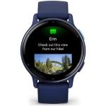 Marineblaue Garmin Vivoactive Smartwatches aus Silikon mit Bluetooth mit Silikonarmband 