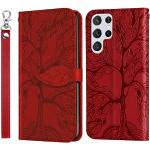 Rote Elegante Samsung Galaxy S24 Ultra Hüllen Art: Flip Cases mit Bildern mit Ständer 