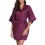 Violette Elegante 3/4-ärmelige Mini Bademäntel kurz aus Satin maschinenwaschbar für Damen Größe XL 