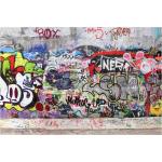 Bunte Bilder-Welten Vliestapeten mit Graffiti-Motiv aus Textil 