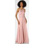 Reduzierte Rosa Unifarbene Elegante Maxi Abendkleider rückenfrei aus Chiffon für Damen Größe M 