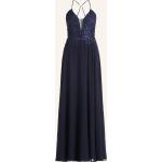 Dunkelblaue Vera Mont VM Abendkleider rückenfrei mit Pailletten mit Reißverschluss aus Chiffon für Damen Größe XS für den für den Winter 
