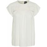 Reduzierte Weiße Kurzärmelige Vero Moda Tunika-Blusen aus Spitze für Damen Größe L Große Größen 
