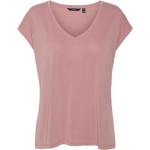 Reduzierte Rosa Kurzärmelige Vero Moda V-Ausschnitt T-Shirts für Damen Größe XS für den für den Sommer 