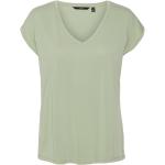 Reduzierte Grüne Kurzärmelige Vero Moda V-Ausschnitt T-Shirts für Damen Größe XS für den für den Sommer 