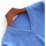 Hellblaue V-Ausschnitt Kaschmir-Pullover aus Wolle für Herren Größe 3 XL für den für den Winter 