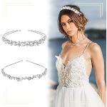 Silberne Elegante Haarreifen glänzend mit Strass für Damen 2-teilig für die Braut 