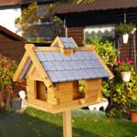 Black Friday Angebote - Graue Mucola Vogelhäuser mit Ständer aus Holz 