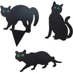 Schwarze Landhausstil Katzenfiguren für den Garten aus Edelrost 3-teilig 