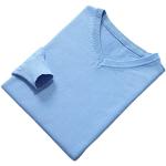 Reduzierte Hellblaue V-Ausschnitt Kaschmir-Pullover aus Wolle für Herren Größe XXL für den für den Herbst 