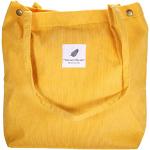 Gelbe Elegante XXL Shopper aus Cord mit Innentaschen für Damen 