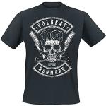 Schwarze Volbeat Herrenbandshirts mit Totenkopfmotiv aus Baumwolle Größe S 
