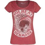 Rote Volbeat V-Ausschnitt Damenbandshirts Größe 4 XL für Festivals 