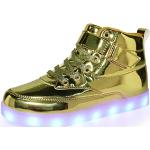 Goldene LED Schuhe & Blink Schuhe mit Schnürsenkel für Kinder Größe 26 