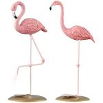 Rosa Flamingo-Gartenfiguren aus Kunstharz 2-teilig 