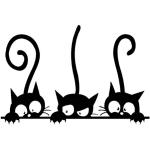 Schwarze Wandtattoos Katze mit Halloween-Motiv aus Kunststoff 