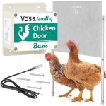 VOSS.farming "Chicken-Door Basic Set, automatische Hühnerklappe mit Schiebetür, Alu 430x400mm, Hühnertür für Geflügelstall, Türöffnung mit Stopp-Funktion