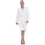 Weiße Unifarbene Langärmelige VOSSEN Rom Mini Bademäntel kurz aus Baumwolle trocknergeeignet für Herren Größe XS 