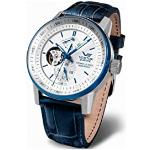 Limitierte Silberne VOSTOK Automatik Herrenarmbanduhren satiniert aus Edelstahl mit 24-Stunden-Anzeige mit Mineralglas-Uhrenglas 