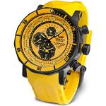 Gelbe VOSTOK Herrenarmbanduhren aus Edelstahl mit Mineralglas-Uhrenglas mit Silikonarmband 