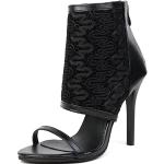 Schwarze Offene High Heels & Stiletto-Pumps mit Reißverschluss für Damen Übergrößen 