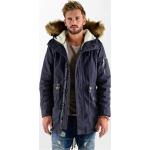 Dunkelblaue VSCT Clubwear Winterjacken mit Reißverschluss aus Baumwolle mit Kapuze für Herren Größe S 