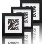 Schwarze Quadratische Fotowände & Bilderrahmen Sets matt aus Holz 15x15 3-teilig 